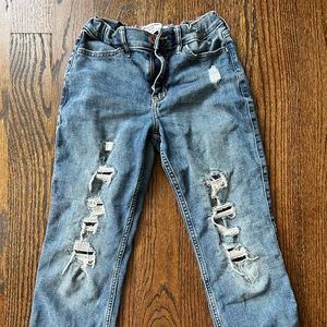 Abercrombie kids jeans for girls size 11/12 High rise ankle straight Medium wash